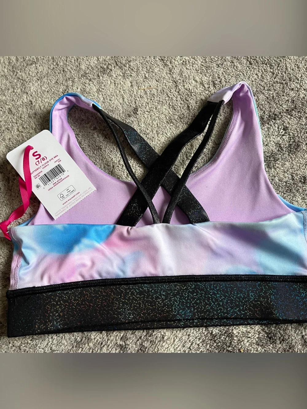 NWT Justice Girls Pastel Tie Dye Sports Bra Dance Gymnastics Crop Top
